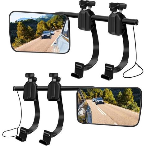 Rétroviseur universel pour caravane et camping-car - Rétroviseur extérieur - Conduite en toute sécurité - Orientable à 360° - 2 pièces - Noir (1/5)