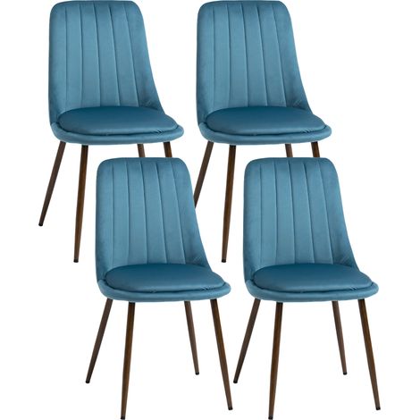 Sedie da Cucina Imbottite, Set 4 Pezzi in Poliestere e Acciaio, 47x55x86 cm, Blu