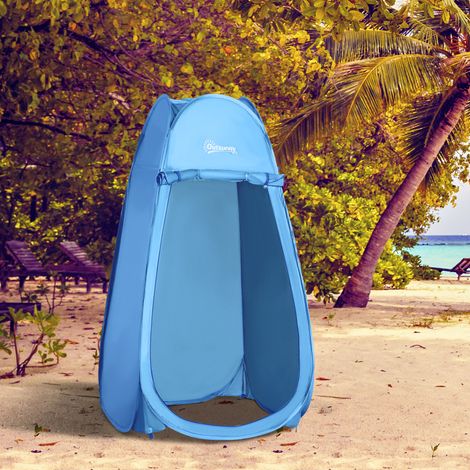 Outsunny Pop-Up-Duschzelt mit UV-Schutz, wasserdichtem Dach und Tragegriff für Camping und Strand, 100 x 100 x 185 cm, Blau