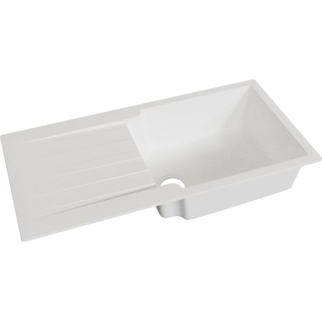 Évier RESIROC avec 1 bac + égouttoir 100cm - Blanc (1/3)
