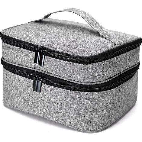 Sac de couture, sac de rangement pour outils de couture, double étui à accessoires de couture pour aiguilles, fil et autres matériaux de couture (paquet seulement), grand/gris (1/2)