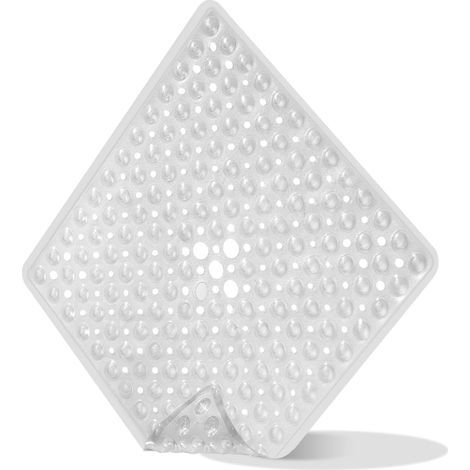 Rutschfeste Duschmatte, 53 x 53 cm, quadratische Duschmatte, BPA-frei – rutschfeste Duschmatte mit Abflusslöchern für Wasserbeständigkeit