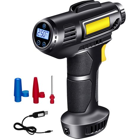 Compresseur À Air Sans Fil - Pompe À Air Pour Pneus De Voiture - Affichage Numérique LCD - Éclairage LED D'Urgence - 150 PSI - 40 L/min - Batterie Rechargeable USB 2×2000 mAh (1/5)