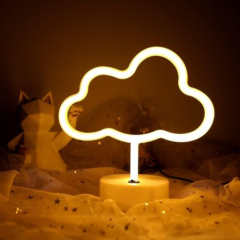 Adorable néon LED blanc chaud avec batterie de base Veilleuse LED alimentée par USB Décoration de table pour fête d'anniversaire, chambre, mariage (1/5)