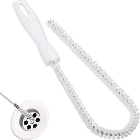 Brosse flexible canalisations (45 cm) – poils nylon longs – lavabo/baignoire/toilettes/salle de bain
