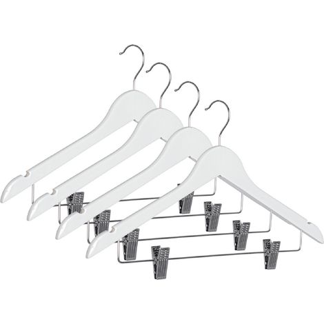 Set 4 gruccia "Dress" con clip in legno e acciaio -Nero (1/3)