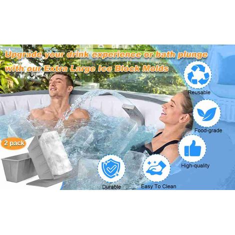 Stampo per Ghiaccio 2 Pezzi – Blocchi da 3,6 kg in Silicone Robusto e Antigoccia – Design Pratico per Sformatura Facile – Ideale per Bagni Ghiacciati, Campeggio e Raffreddamento Bevande (1/5)