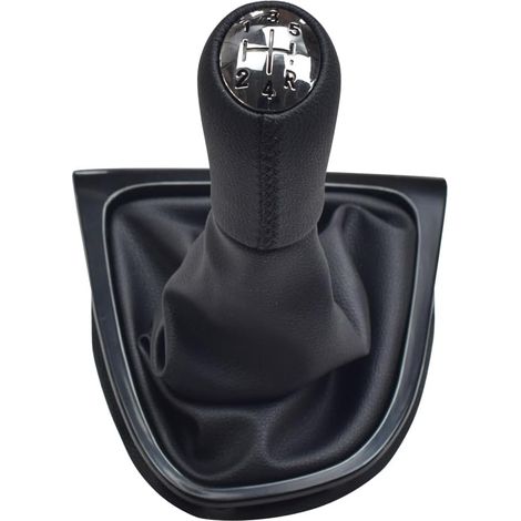 Pommeau de levier de vitesse 5 vitesses avec soufflet en cuir synthétique pour Renault Clio IV 2012-2020 (Noir, 5R vitesses)