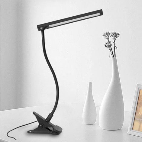 Lampe de bureau LED à pince populaire, lampe de bureau portable USB à pince avec protection oculaire, à intensité variable, adaptée aux dortoirs et à une utilisation au chevet du lit, deux niveaux de (1/5)