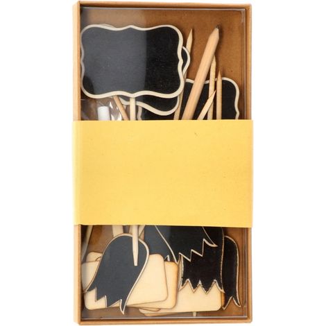 Regalo Italiano Set 13 Targhette Piante Legno con Gesso Matita