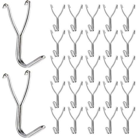 Packung mit 50 Edelstahlhaken (20 mm) für Küche, Garage, Aufbewahrung, Zubehör, Werkbankwerkzeuge und mehr (1/4)
