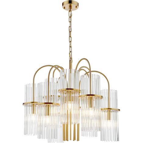Dar Eniola Suspension Eniola à 9 lumières en laiton naturel et verre (1/5)