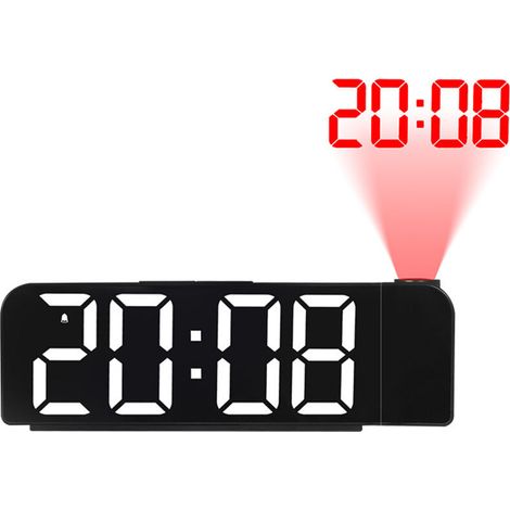 Sveglia con proiettore, sveglia con proiezione da soffitto, orologio con proiettore bianco con ricarica USB, sveglia mattutina per dormiglioni/bambini/adulti, display a LED, 12/24 ore, snooze (1/4)