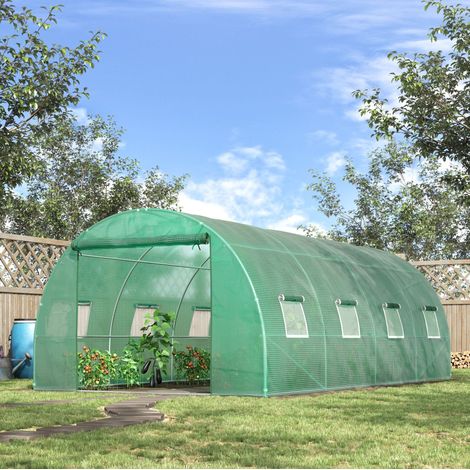 Serra tunnel 5,9 x 3 x 2 m in acciaio, verde con 8 finestre, porta avvolgibile DESVIAE (1/5)