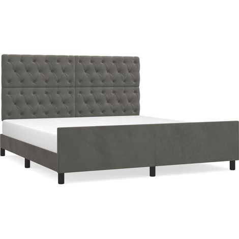 Maison Exclusive - Cadre de lit sans matelas gris foncé 160x200 cm velours (1/5)