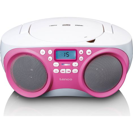 Tragbares FM-Radio/CD/MP3/USB-Player - Pink, kompakt, leicht