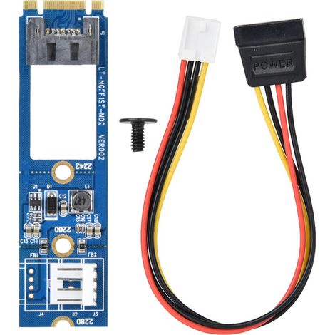 Carte Adaptateur M.2 NGFF vers SATA 7 Broches avec Câble Alimentation 4 Broches (1/5)