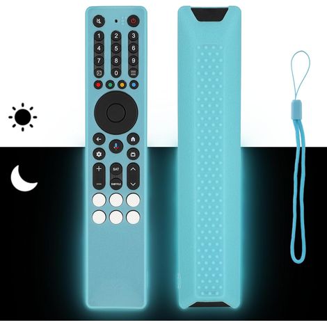 Coque télécommande en silicone compatible avec TCL RC833A, RC833A FMB1, RC833A FMB3, RC833A FMB4, RC833A FMB5 TV Télécommande Housse de protection antichoc avec un cordon (bleu fluorescent) (1/5)
