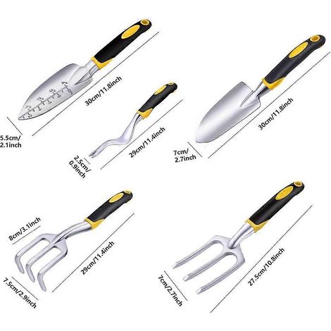 Outils de jardin, Ensemble d'outils de jardin 5 pièces, Outils de jardinage robustes en fonte d'aluminium, Ensemble d'outils pour le jardinage floral, Outils de jardinage robustes ( )