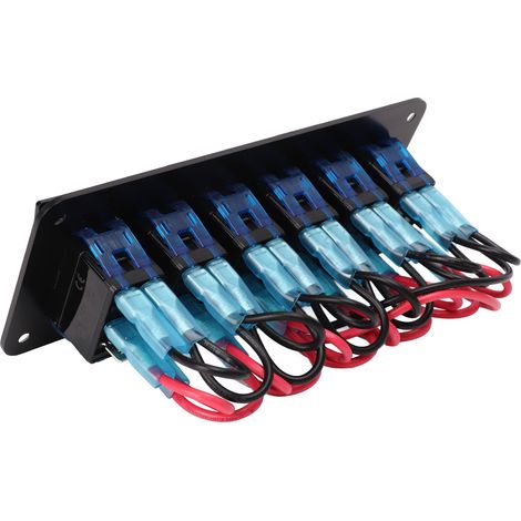 Panneau 6 interrupteurs à bascule étanche bleu rétroéclairé aluminium anodisé noir pour bateau camion caravane voiture DC12V-24V (1/5)