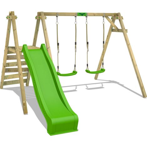 Altalena per bambini Fatmoose JollyJack Star con scala e scivolo in verde chiaro (1/5)