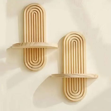 Ensemble de deux étagères murales en bois de style bohème, étagères de salle de bain suspendues, parfaites pour les chambres d'amis (1/5)