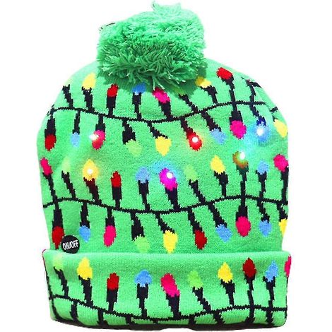 Bonnet de Noël lumineux à LED, tricoté, guirlande lumineuse colorée, bonnet moche unisexe, pull d'hiver, décorations pour les fêtes de fin d'année (1/5)