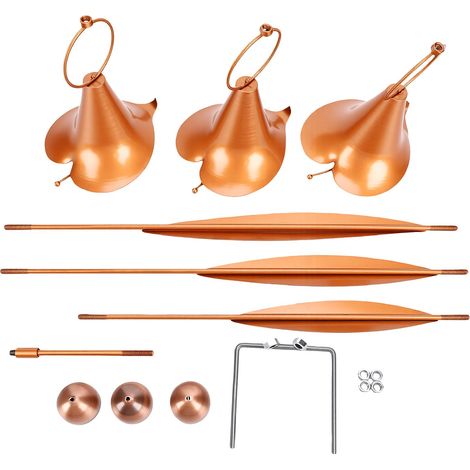 Tuteur de jardin en forme de calla couleur cuivre flammé, design élégant et artisanal, résistant aux intempéries et à la rouille, idéal pour terrasse et pelouse. (1/5)
