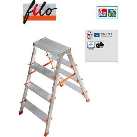 Taburete de aluminio con peldaños de 4+4 Facal