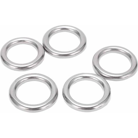 Set aus 5 runden, nahtlos geschweißten O-Ringen aus Edelstahl 304 für Hängematten und Yoga, 6 x 25 mm (1/5)