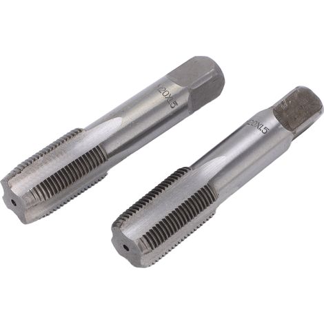 2Pcs Taraud Main HSS Métrique Pas 1,5 M20x1,5, Outil de Filetage Standard à Canaux Droits pour Acier (1/5)