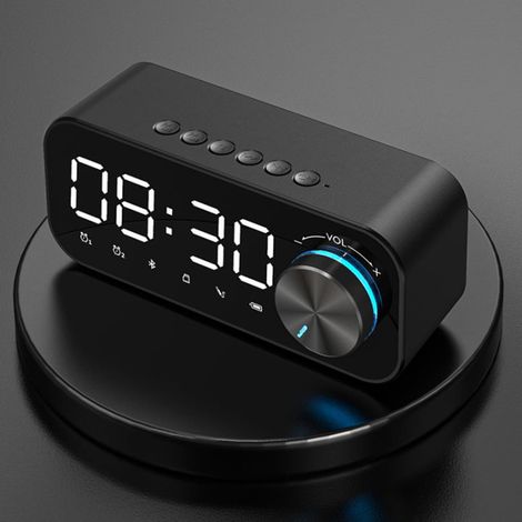Réveil numérique, enceinte Bluetooth, caisson de basses sans fil LED avec veilleuse, sac de rangement portable, lecteur de musique (1/5)