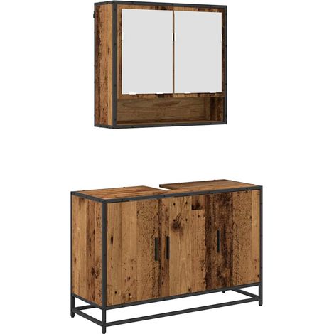 Ensemble de mobilier de salle de bain 2 pcs Bois Ancien CFW396488 (1/5)