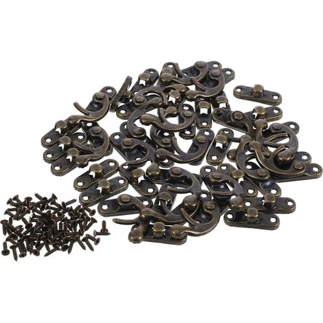 Fermoir Pivotant Vintage en Fer, Lot de 20 Pièces, Courbe  Vis de Fixation, pour Boîte à Bijoux et Boîte Cosmétique, Style Élégant et Design Unique (1/5)