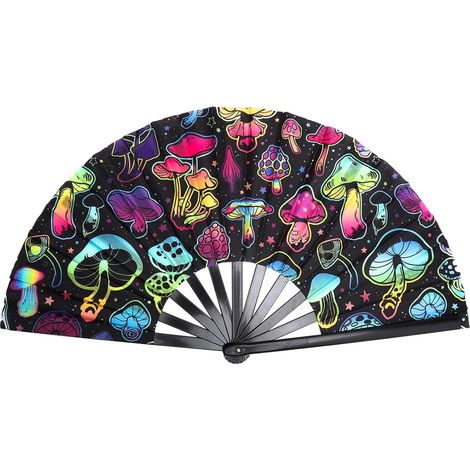 Uv Glow Rave Eventail Pliable Evantaille Ventilateur à Main Grand Eventail Festival pour La Danse, Les Drag Queens, Les FêTes Les Festivals De Musique Les Festivals Les Carnavals Les Clubs (1/5)