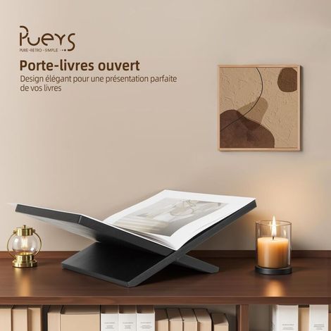 Supporto per libri aperto, grande leggio in legno, supporto per libri da tavolino, leggio per Corano, cavalletto in legno per riviste, libri di cucina, Bibbia, Corano - Nero (1/4)