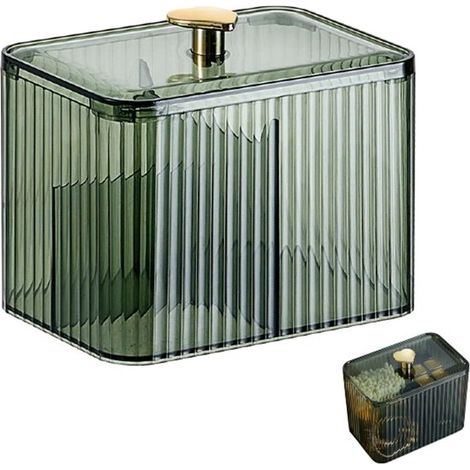 1 scatola portaoggetti per cotton fioc, antipolvere, scatola cosmetica trasparente, organizer da bagno trasparente, scatola portaoggetti per dischetti di cotone (1/5)