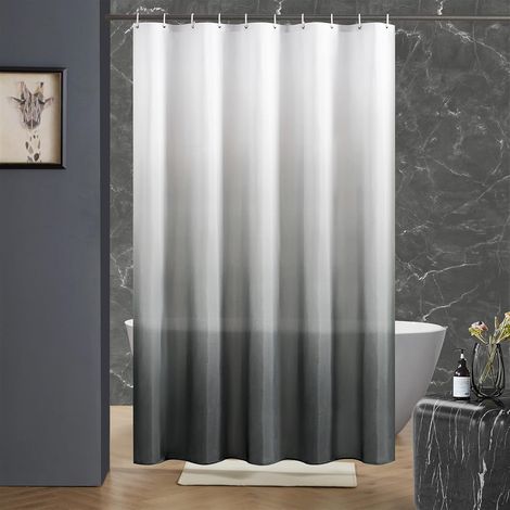 c Rideau de Douche Gris Anti Moisissure Tissu Lavable en Machine Rideau de Bain Textile Imperméable en Polyester Design avec 8 Crochets 120x200cm (1/5)