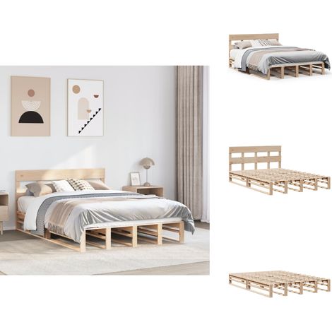 Cadre de lit sans matelas 135x190 cm bois de pin massif - Cadre De Lit - Cadres De Lit - Lit - Lit Double (1/5)