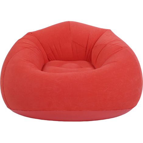 Pouf gonflable sans billes velours PVC doux ergonomique chaise relax salon chambre rouge (1/5)