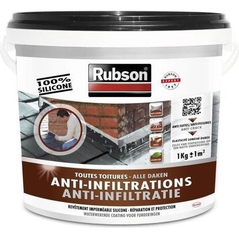 Rubson – Revêtement d'étanchéité anti-infiltrations pour toitures 5 kg – Résistance UV et à l'eau stagnante – Application facile pour tuiles et gouttières