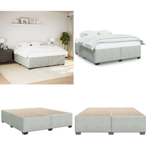 Bettgestell ohne Matratze Hellgrau 180x200 cm Samt - Samtbett - Doppelbett - Boxspringbetten - Betten Hellgrau - Massivholzböden - Home & Living