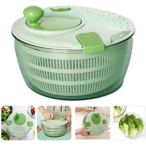 Ciotola per insalata, essiccatore per insalata, cestello sgocciolatore manuale per verdure, essiccatore per frutta con manovella, pratico, facile da pulire, per verdure a foglia verde, erbe aromatiche (1/5)