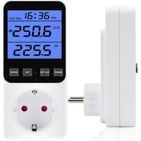 Compteur électrique pour prise de courant, 14 modes avec écran LCD, Power Meter for Socket, compteur de consommation d'énergie, mesure de la consommation en veille, mini compteur électrique (1/5)