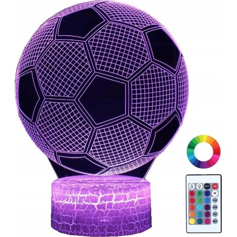 Lampada da scrivania notturna per bambini a forma di pallone da calcio 16 LED 3D + telecomando (1/5)