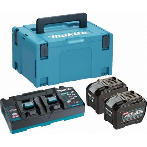 Makita 40 V Li-Ion MAX Set mit 2 8,0 Ah-Akkus – Ladegerät – Mbox – 191Y97-1