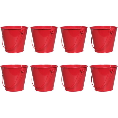 Petit Seau en Métal avec Poignée, Seau de Jouets de Plage pour la Décoration de Fêtes, Salle de Classe, Seau de Rangement de Bureau, 8 Pièces A