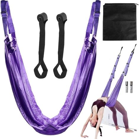 Sangle de Yoga Pour Étiremen, Bande d'Exercice Pour Jambes, Serviette De Yoga Aérienne, Hamac De Aérien Balançoire, Pour Ballet, Pilates, Gymnastique, Capacité de 150kg (1/5)