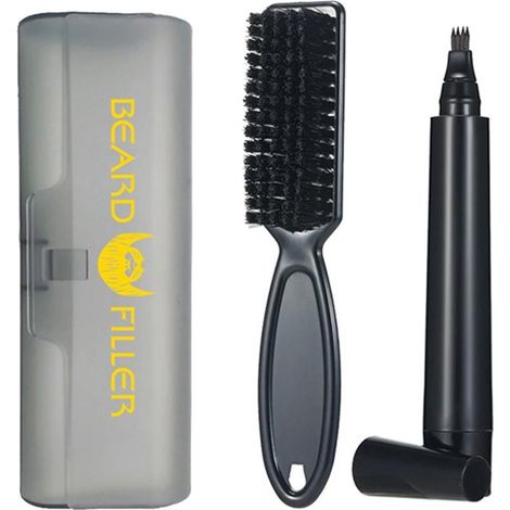 Stylo à Barbe 4 Pointes - Kit de Soins Barbe Homme Voyage - Pinceau et Remplisseur pour Barbe Épaisse (1/5)