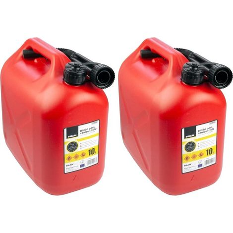 Set mit 2 x 10-Liter-Benzinkanistern aus Polyethylen, UN-Standard, mit Schlauch für Motorrad/Auto (1/2)